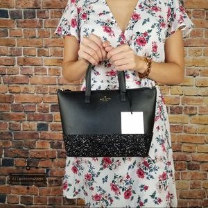 Kate spade Ina Greta court black glitter satchel